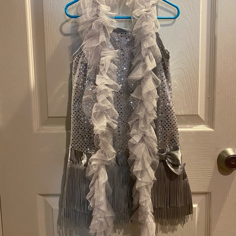 Gymboree silver 1920s flapper costume with boa